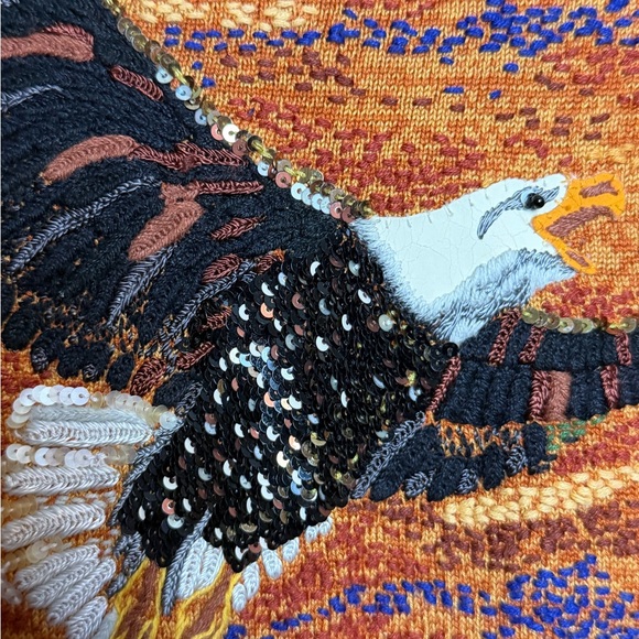 Vintage Michael Simon Golden Long Sleeve Top Eagle Design Silk Cotton Small - Picture 4 of 9